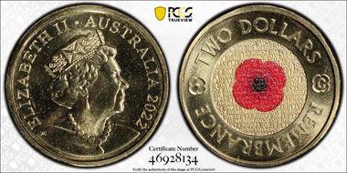 2022-C $2 Remembrance Day Colorized MS68