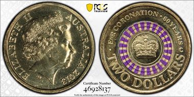 2013-C $2 Coronation Colorized MS66