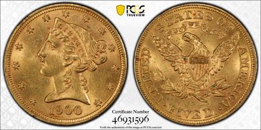 1900 $5 MS62