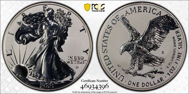 2021-S $1 Silver Eagle Rev PR - Type 2 Designer Edition PR70