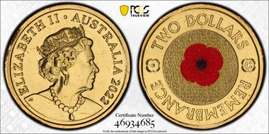2022-C $2 Remembrance Day Colorized MS66