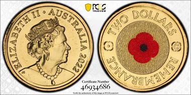 2022-C $2 Remembrance Day Colorized MS66