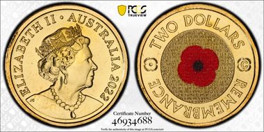 2022-C $2 Remembrance Day Colorized MS66