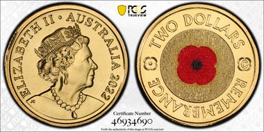 2022-C $2 Remembrance Day Colorized MS68