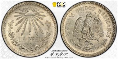 1924-M Peso KM-455  Ag MS65