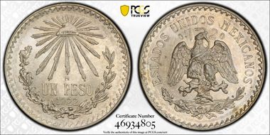 1922-M Peso KM-455  Ag MS64