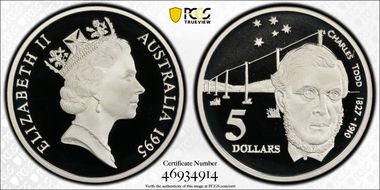 1995 $5 Charles Todd Colonial Australia PR70DCAM
