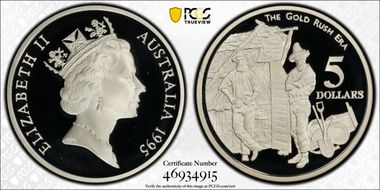 1995 $5 Gold Rush Era Colonial Australia PR70DCAM