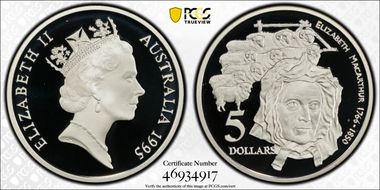1995 $5 Elizabeth Macarthur Colonial Australia PR69DCAM