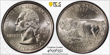 2006-D 25C North Dakota Satin Finish SP68