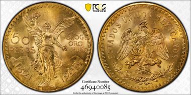 1925 50 Peso KM-481  Au MS65