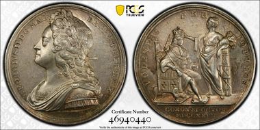 1727 Medal Eimer-510 Ag Coronation of George II SP58