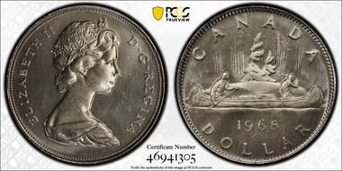 1968 $1 No Island MS66