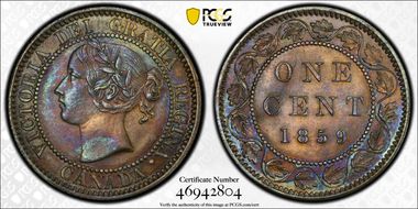 1859 1C Narrow 9 MS63BN
