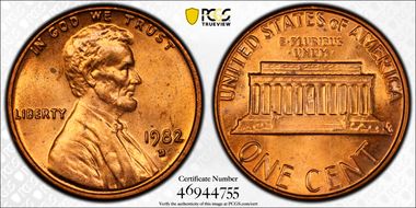 1982-D 1C Bronze MS64RD