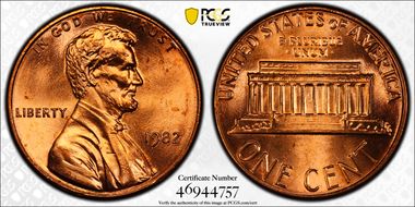 1982 1C Zinc, Small Date MS66RD