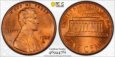 1982-D 1C Zinc, Small Date MS66RD