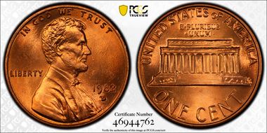 1982-D 1C Zinc, Small Date MS66+ RD