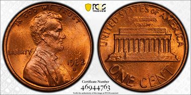 1982-D 1C Zinc Large Date MS66RD