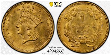 1873 G$1 Open 3 MS62+