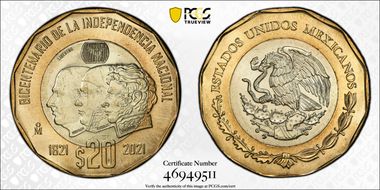 2021-Mo 20 Peso Independence Bicentenary MS65
