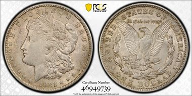 1921 $1 Morgan AU58