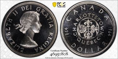 1964 S$1 Confederation No Dot Ag PL66CAM