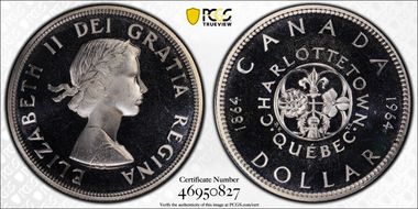 1964 S$1 Confederation Ag PL67DCAM