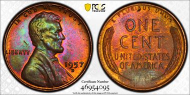 1957-D 1C MS65BN