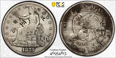 1875-S T$1 Chopmarked N1