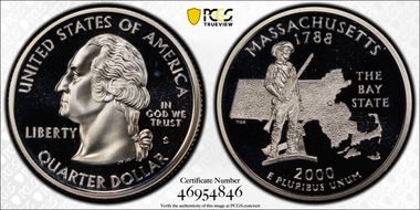 2000-S 25C Massachusetts Silver PR69DCAM