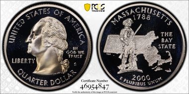 2000-S 25C Massachusetts Silver PR70DCAM
