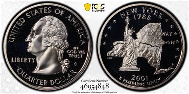 2001-S 25C New York Silver PR69DCAM