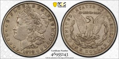 1878 7TF $1 VAM 222A, Face Chips XF40