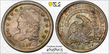 1837 H10C Capped Bust, Large 5C MS67