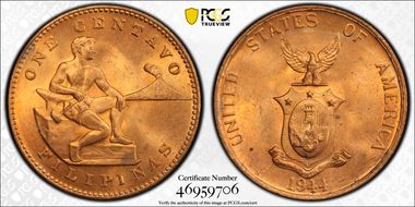 1944-S 1C KM-179 MS65RD