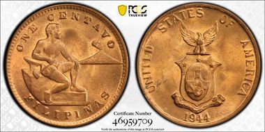 1944-S 1C KM-179 MS65RD