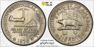 1936 50C Wisconsin MS66