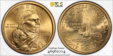 2000-P SAC$1 Wounded Eagle MS65