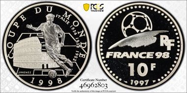 1997 10 Fr Coupe Du Monde-Italie PR68DCAM