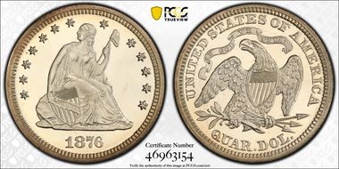 1876 25C PR63+ CAM