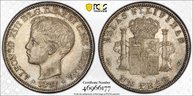 1897-SG V Peso Calico-122  Ag AU55