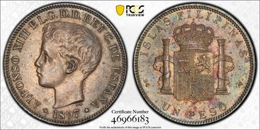 1897-SG V Peso Calico-122  Ag AU53