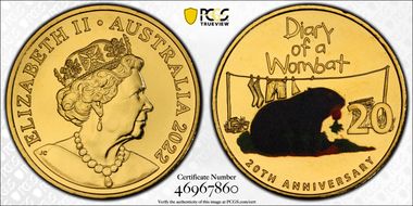 2022 20C Diary of a Wombat  Gold Plated MS69