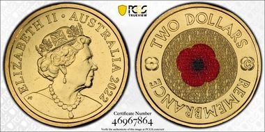 2022-C $2 Remembrance Day Colorized MS68