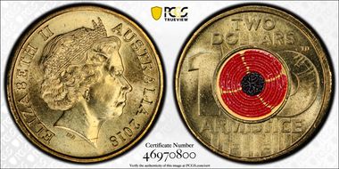 2018 $2 Armistice Centenary Colorized MS67