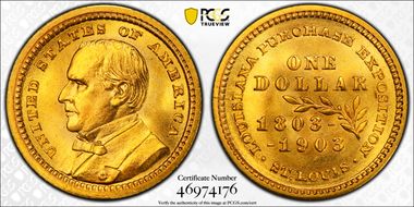 1903 G$1 LA Purchase, McKinley MS67