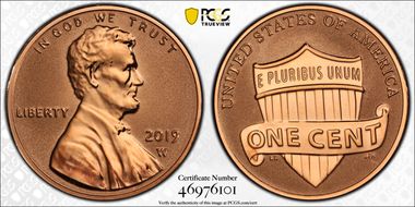 2019-W 1C Shield - Reverse Proof PR69RD