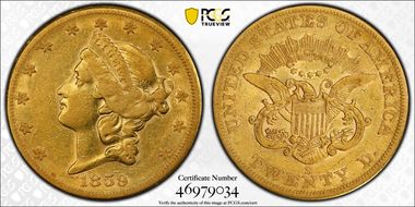 1859-S $20 VF35