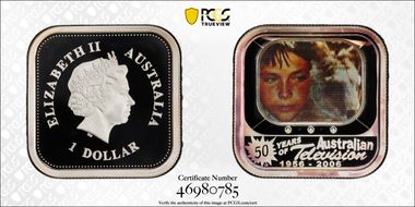 2006 $1 50 Yrs of Australian TV Lenticular, Square-Shape PR69DCAM